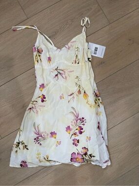 Princess Polly White Mini Slip Dress with Pink & Yellow Floral Print